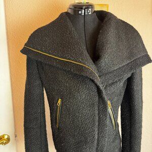 Juicy Couture Wool Blend Crop Jacket Coat Size: Medium Gold Zip